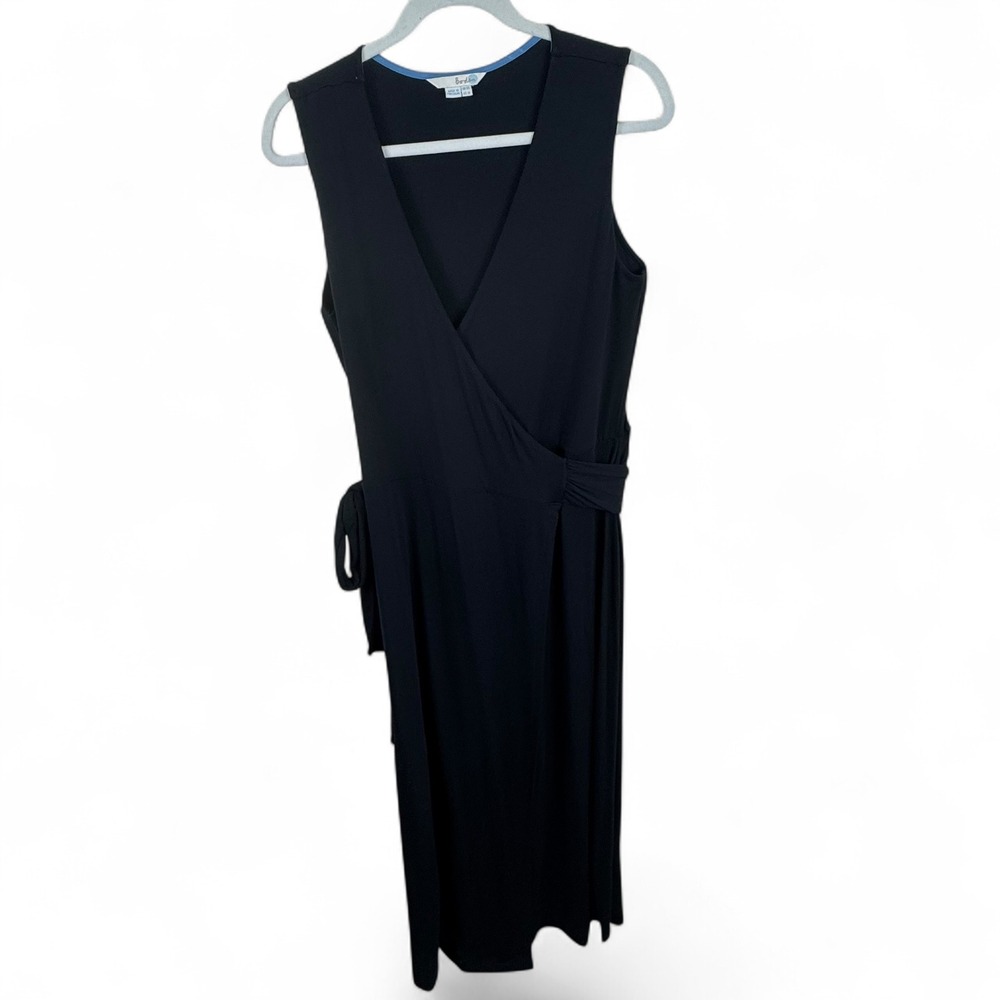 Boden Black Sleeveless Long Stretchy Wrap Midi Dress Womens US 8 Long Viscose‎